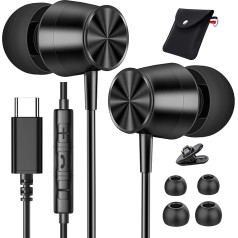 USB C austiņas, vadu austiņas Samsung Galaxy S23 S23 S22 Ultra S24 S21 A54 A53 A33 5G, In-Ear USB C austiņas ar mikrofonu, bez trokšņa, Hi-Fi Stereo, priekš iPhone 15 Google Pixel 8 7 6a iPad Air 5