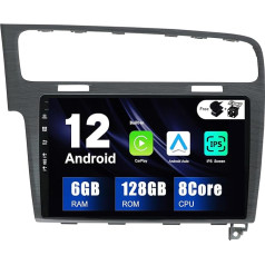 SXAUTO - 6G+128G - Android 12 IPS Autoradio für Golf 7 (2013-2018) - Eingebaut Carplay/Android Auto/DSP - LED Kamera + MIC - DAB Lenkradsteuerung Fast-Boot 360-CAM WiFi - 2 Din 10.1 Zoll - Grau