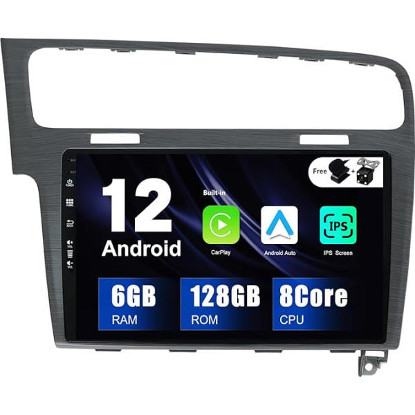 SXAUTO - 6G+128G - Android 12 IPS Autoradio für Golf 7 (2013-2018) - Eingebaut Carplay/Android Auto/DSP - LED Kamera + MIC - DAB Lenkradsteuerung Fast-Boot 360-CAM WiFi - 2 Din 10.1 Zoll - Grau