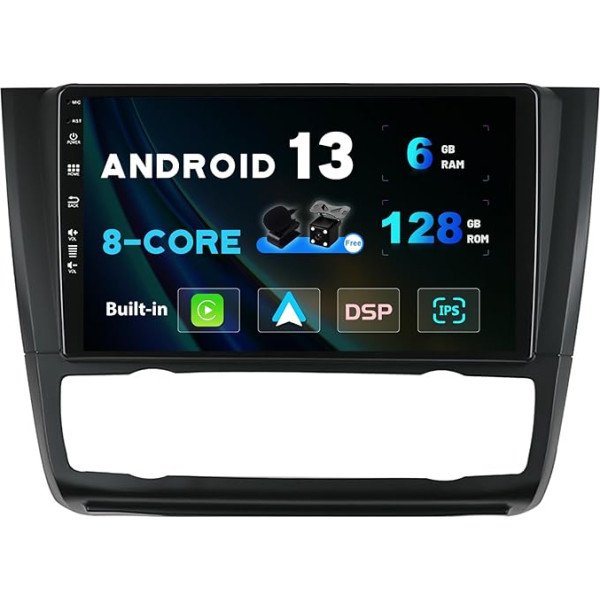 SXAUTO - 6G + 128G - Android 13 IPS autoradio BMW 1. sērijas E81 E82 E87 E88 (2004-2012) - Iebūvēts Carplay/Android Car/DSP - Kamera + MIC - DAB stūres vadības ierīce Fast Boot 360-CAM - 2 DIN 9