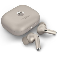 Motorola Moto Buds+ Sound by Bose (Bluetooth 5.3 austiņas, Dolby Head Tracking + Dolby Atmos, aktīva trokšņu slāpēšana, bezvadu uzlāde, līdz 38 stundām ilga akumulatora darbība, 3-kanālu mikrofona sistēma) Pludmales smiltis