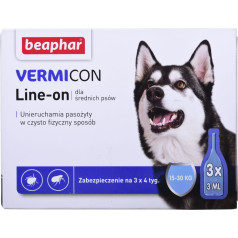 vermicon line-on dog m - lašai šunims nuo parazitų - 3x 3ml