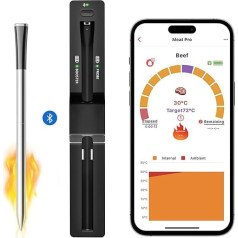 Bluetooth grila termometrs Bezvadu gaļas gaļas termometrs - 50 m pielietojuma kontrole Karstumizturīgs līdz 275°C ar optimālu sensora funkciju Piemērots virtuvei Āra grila izmantošanai