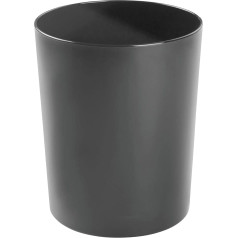 mDesign Round Metal Waste Bin Small 4.8L Recyclable Trash Can for Bathroom, Kitchen, Bedroom, Home Office - Durable Stainless Steel - Mirri Collection - Black