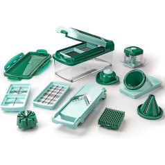 Genius Nicer Dicer Fusion Smart Julietti | Piparmētru zaļš | 16 gabali | Viss pielāgots | Tīrīšana | Julienne | Spirāles | Spirāles | Ēvelēšana | Grebšana | Kauliņi | Griešanas ierīce | Pazīstams no TV | JAUNUMS