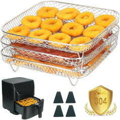 YQL Airfryer Accessories for Cosori 5.5 XXL/6.4L, 20 cm 304 Stainless Steel Square Airfryer Accessories Hot Air Fryer Accessories for Air Fryer