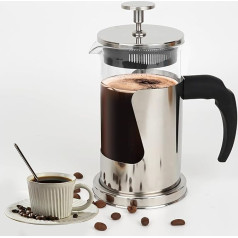 Vitakurv French Press Kaffeemaschine mit Edelstahlfilter 350 ml, Kaffeemaschine, Kaffeekanne, Hergestellt aus Edelstahlgehäuse und Borosilikatglas, Geeignet für Kaffee und Tee