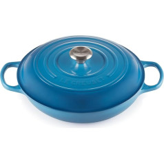 Le Creuset Signature emaljēta čuguna trauks ar vāku, 30 cm, 3,2 litri, Marseļas zilais, 211803020