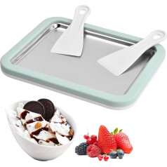 Cozlly Ice Plate for Ice Maker, Rolled Ice Cream Maker, Ice Plate for Ice Rolls, Ice Cream Machine, Ice Cream Rolls Plate with 2 Spatulas for Children, Home, Family, Gelato, Sorbet, Frozen Yogurt