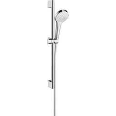 hansgrohe Duschset Croma Select S, Duschkopf wassersparend mit Schlauch und Halterung, verstellbar, Handbrause mit 3 Strahlarten, Weiß/Chrom