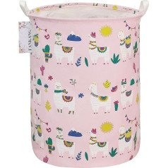 Fankang Корзина для белья, корзина для хранения, корзина для детского сада, холщовая, складная, большая корзина для хранения (розовая альпака)