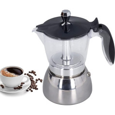 Cocoarm Moka-Kanne, Herd-Kaffeemaschine, 6 Tassen, Moka-Kanne, Transparente ABS-Oberseite, für Zuhause, Büro, Kaffeemaschine, Geschenkideen für Kaffeeliebhaber