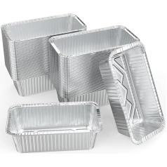 WANBAO 30 gabali alumīnija pannas Mini Loaf Pans vienreizējās lietošanas alumīnija folija 2lb cepšanai, pārtikas uzglabāšanai un līdzņemšanai, 8,5