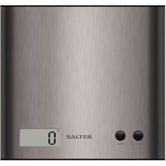 Salter 1087 SSDCDU Digitale elektronische Küchenwaage Arc, schlanke Edelstahlplattform, abgerundete Seiten, LCD-Display Waage Küche, Wägefunktion, Tarenfunktion leicht zu reinigen, max. 3 kg