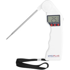 Hygiplas Easytemp Thermometer, weiß, farbcodiert - Bäckerei- und Molkereiprodukte, Temperaturbereich: -50°C bis 300°C, 15 Sekunden Reaktionszeit, klappbarer Fühler, 1x AAA-Batterie erforderlich, J242