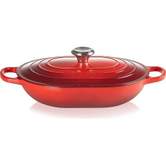 Le Creuset Signature 21112310602430 čuguna garenvirsma ar papildu rokturi visām plītīm un cepeškrāsnīm, 31 cm, 3,4 litri, ķiršu sarkans