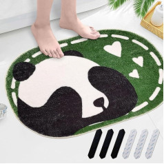 pandaonly XXL liela izmēra paklājs, vannas paklājs, 50 x 80 cm, Panda paklājs vannas paklājs ar 6 neslīdošām uzlīmes uz paklāja, mīksta mikrošķiedra, neslīdošs un cieši uzsūcošs, zaļš neslīdošs vannas paklājs