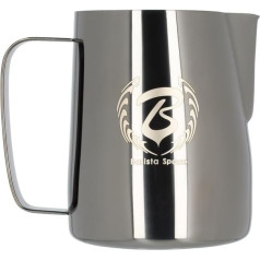 Barista Space Polished Silver Milk Jug optimal für Latte Art mit präziser Ausgusstülle, leicht und handlich, empfohlen von Weltmeistern – silverml - 600ml