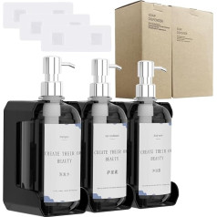 Monsully Seifenspender Wandbefestigung Ohne Bohren, 3er Set 500ml Seifenspender Wand, Nachfüllbar Shampoo Spender, Flüssigkeitsaufbewahrung Spender, Spülmittelspender für Lotion, Shampoo, Duschgel