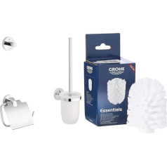 GROHE Essentials piederumi Vannas tualetes komplekts 3 in 1, materiāls: Stikls / metāls, hroms, 40407001, apaļš, balts un Essentials, piederumu rezerves birstes galviņa, balta, 40791001