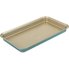 Prestige Nadiya Brownie Tin, nesadalīta, 33 x 18 cm, piemērota mazgāšanai trauku mazgājamā mašīnā, droša cepeškrāsnī un ledusskapī / saldētavā, viegla tērauda cepšanas trauku krāsa - zilganzaļa un zelta