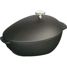 Staub 1102523 Mussel Pot with Lid, 25 cm, Matt Black