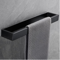 Biutimarden 30 cm Towel Rail Towel Rail No Drilling Stainless Steel Self-Adhesive Towel Rail Bath Towel Holder Black Finish