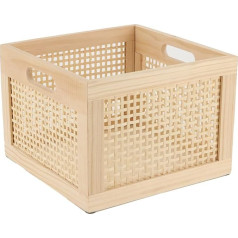 YAHUAN Bamboo Wood Storage Box with Cube, Decorative Log Basket, Wooden Crates, Wicker Basket, Organizer for Home, Office, Closet, Shelf (Cube Bamboo)