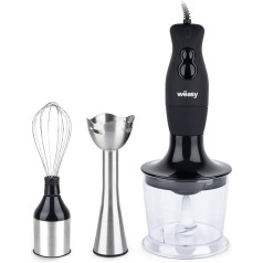 Winkel BX6 Stabmixer 3-in-1 / Pürierstab / Mixer / Schneebesen / 2 Geschwindigkeitsstufen / 200 W / schwarz