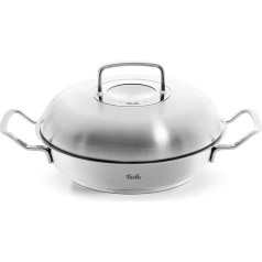 Fissler Original Profi Collection / Nerūsējošā tērauda apaļā panna (2 l, diametrs 24 cm) ar augstu vāku, Novogrill cepšanas virsmu, iekšējo skalu - indukcija