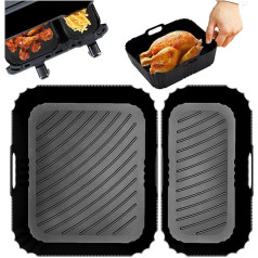 2 x Air Fryer Liners, Air Fryer Accessories for Tefal 5.2L/3.1L, Dual Silicone Air Fryer Insert for Lakeland 5L/3L, Air Fryer Liners for Tower T17099 5.2L/3.3L, Salter 5.5