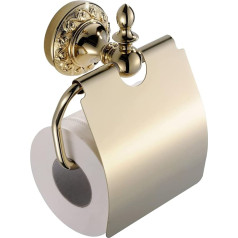 CASEWIND Klorollenhalter Gold, Toilettenpapierhalter Wandmontage, Wand WC Papierhalterung mit Deckel Messing zum Bohren