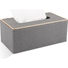 GBACHOOSE Taschentücher Box, 25 x 13,5 x 9,5 cm Taschentuchbox Rechteckig, PU-Leder Kosmetiktücher Box Taschentuchspender Tissue Box für Zuhause, Esszimmer, Büro, Auto (Grau)