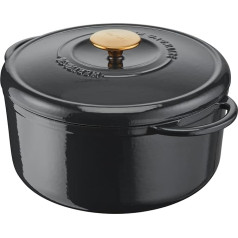 Tefal Gagnaire Heritage E2570404 Čuguna apaļais 25 cm apaļais 5 litru trauks ar kondensācijas vāku, izturīgs emaljas pārklājums, lieliski saglabā siltumu, sautēšanai un lēnai gatavošanai, pelēks