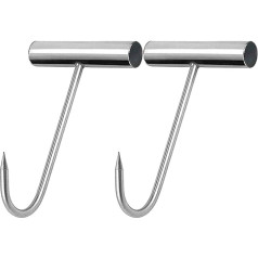 8 Inch Stainless Steel T Handle Hooks for Kitchen Butcher Restaurant BBQ Tool Set (2pcs)