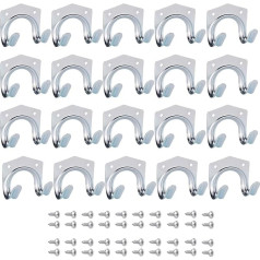 sinzau Storage Hooks, 20 Pieces Tool Hanger Hook Set, Garage Hooks, Wall Mount Garage Hooks, Suitable for Gardens, Garages, Bathrooms, Homes