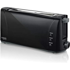 HAEGER Dark Sun 1000W Multi-Function Toaster with Slots, 6 Positions and Compartment, Black