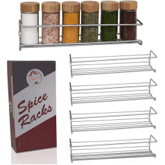 Spicic® Spice Rack no augstas kvalitātes metāla līmlentes - [4 komplekti] - beidzot jūsu virtuvei uz skapīšiem kā organizators - vieta visu veidu garšvielām vai garšvielu burciņām - nav urbšanas (hroms)