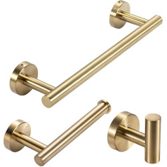 YUET tualetes ruļļu turētājs Towel Hook Gold Flush-Mounted 3-Piece Set SUS 304 nerūsējošā tērauda dvieļu turētājs Vannas istabas dvieļu turētājs Vannas dvieļu turētājs Vannas piederumi Vannas istaba Tualete Virtuve