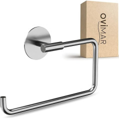 ovimar Towel Ring Anholt Rectangular | Stainless Steel Silver | Towel Holder without Drilling for Gluing | Modern Design | Wall Mount | for Bathroom, Guest Toilet or Kitchen