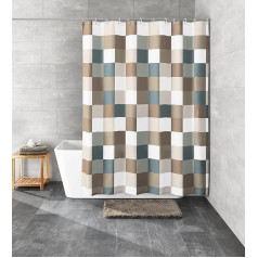 Kleine Wolke Duschvorhang Check 5270, 180 x 200 cm, Taupe