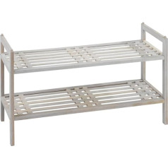 Wenko 22865100 Norvēģijas plaukts ar 2 plauktiem, dabīgā riekstkoka koka apavu statīvs, balts - balināts, 27 x 69 x 40 - 5 cm