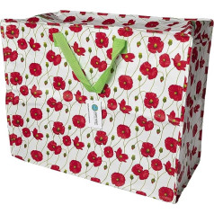 Happy Planet Giftshop Liels Jumbo maisiņš ar rāvējslēdzēju 58 x 47 x 30 cm 80L (Poppy Design) (pieejams vienā iepakojumā)