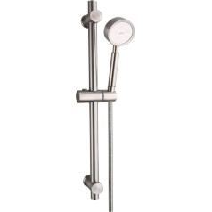 Drenky Shower Rail with Shower, Shower Rail Set with 65 cm Shower Rail, 1.5 m Shower Hose and High Pressure Shower Head, All Made of A2 Stainless Steel, Brushed Stainless Steel Finish