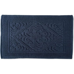 DII Oceanique Badezimmerteppich, maschinenwaschbar, 100% Baumwolle, Jacquard, weich und drošfähig, Platz in der Nähe von Waschtisch, Badewanne oder Dusche, 50,8 x 78,7 cm, Damast Navy, 20