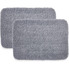 Penguin Home® Fluffy Tufting Bath Mat 100% Micropolyester Pile Grey Set of 2 - 40x60cm