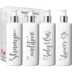 Print Maniacs White Woman Hinch Inspired Pump Bottles 500ml vannas istabas losjona virtuves komplekts šampūns kondicionieris (dušas želejas komplekts) (Matt Silver)