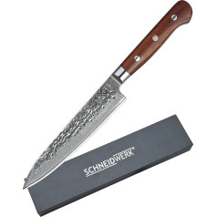 SCHNEIDWERK Utility Knife Damascus Knife Kitchen Knife 15 cm Blade Length 67 Layers Stainless Steel Damask Cooking Knife Damascus Steel Damascus Rustproof LI Series