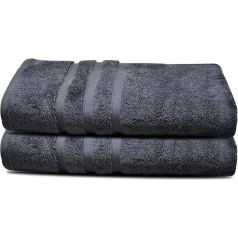 Towelogy® Luxury Bath Towel Set 100% Cotton 600gsm Zero Twist Luxury Hotel & Spa Quality (Charcoal, 2 Bath Towels)