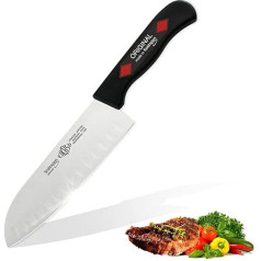 EIKASO Solingen Santoku nazis ar asmeņiem 16 cm asmens izgatavots no molibdēna tērauda 1.4116 Gaļas nazis Lietošanas nazis Ergonomisks rokturis Ledus rūdīts gaļas dārzeņiem Augļiem Profesionāls Santoku nazis